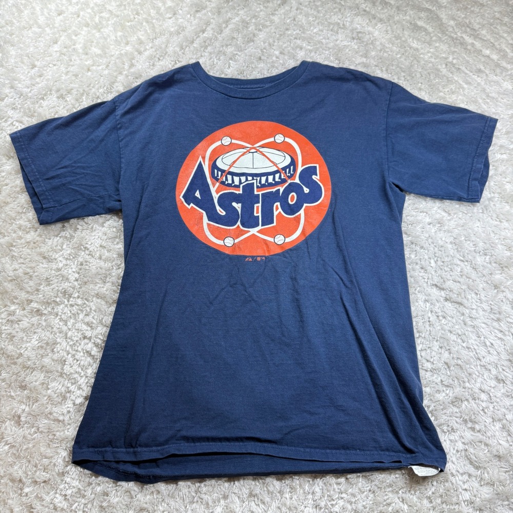 Houston Astros Majestic MLB T Shirt Men's Medium Astrodome Baseball Logo Y2K
